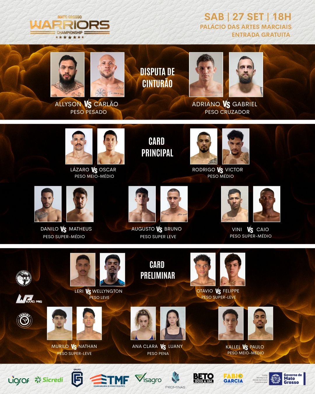 Kickboxing 100% Profissional MT Warriors terá premiação de R$ 50 mil e vagas no WGP; confira a programação